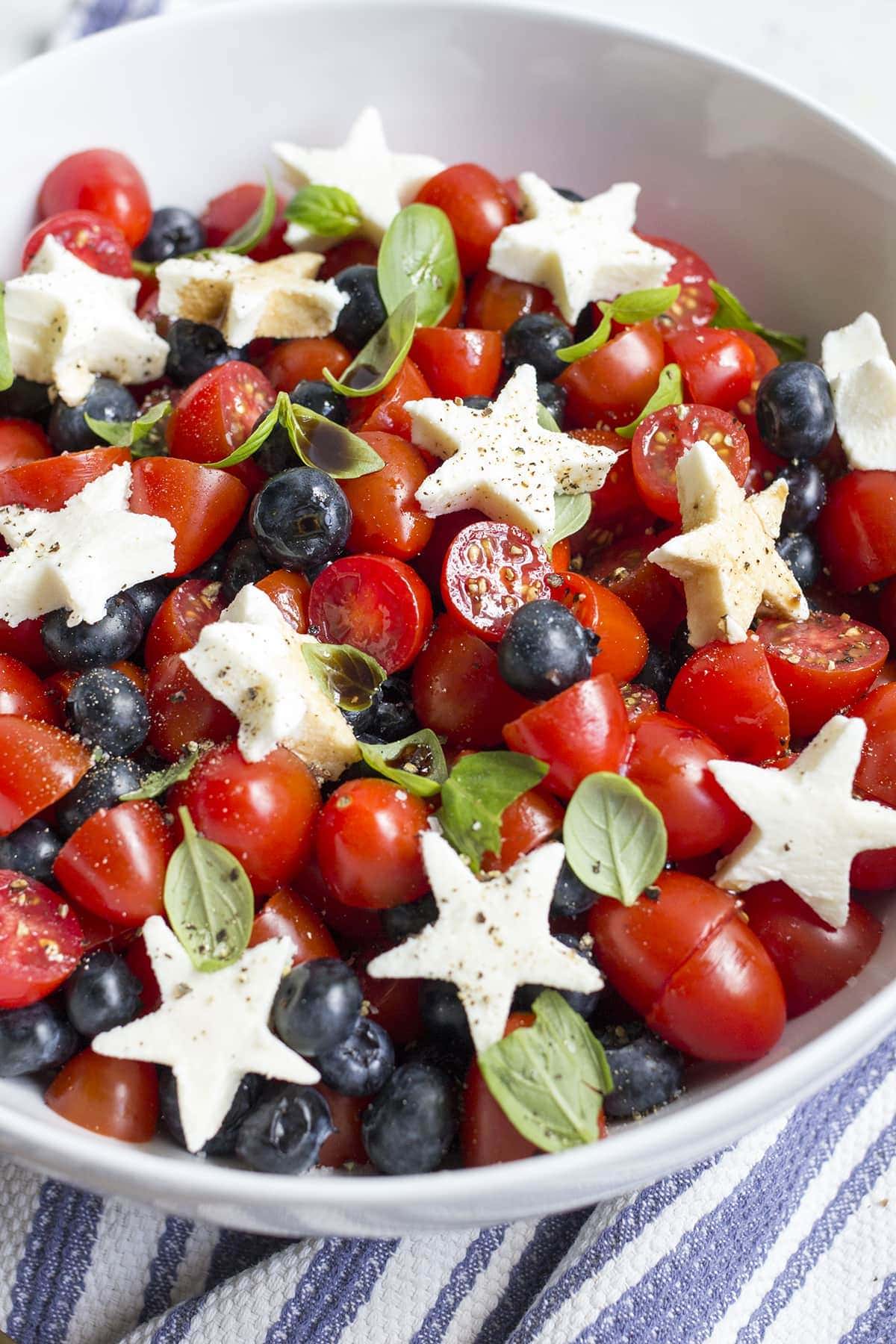 Red, White and Blueberry Caprese Salad