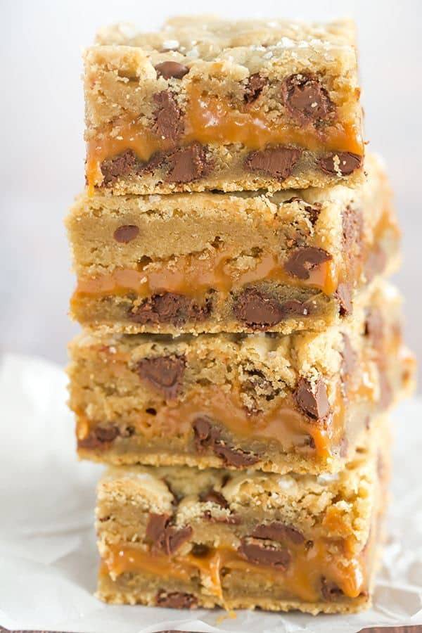 Salted Caramel Chocolate Chip Cookie Bars