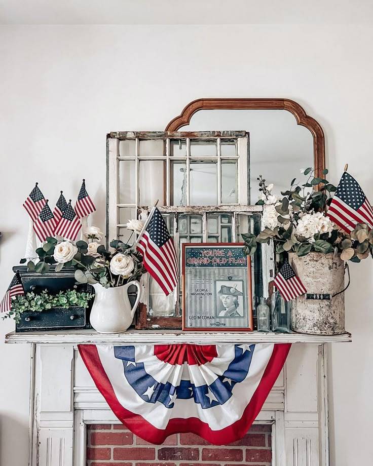 Red, White and Beautiful: How to Style a 4th of July Mantel