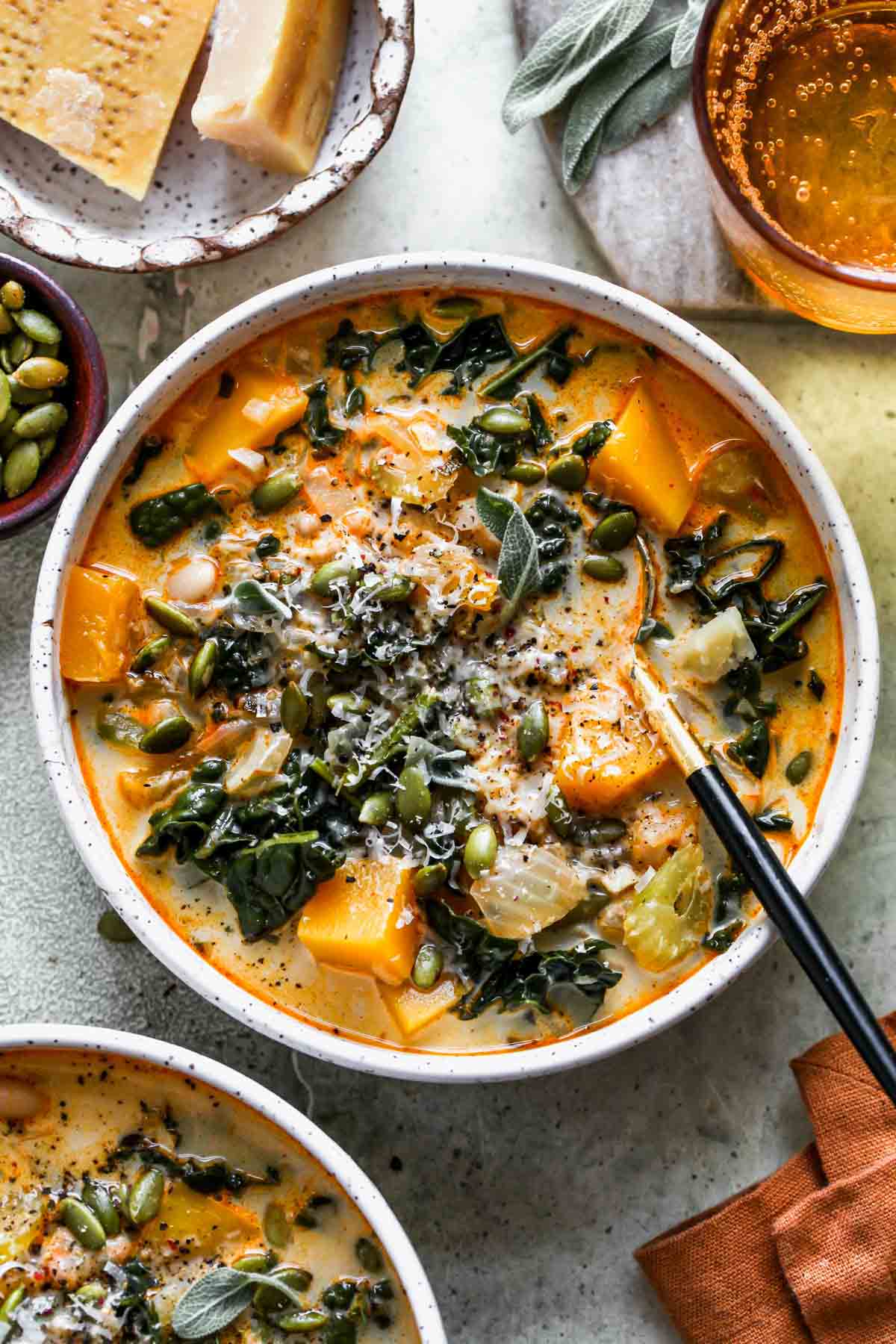 Butternut Squash, Kale and White Bean Soup
