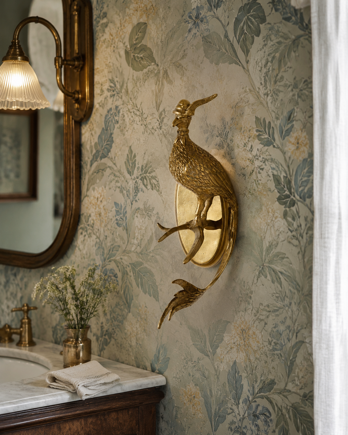 Avery the Pheasant Wall Mount (Antique Brass Finish)