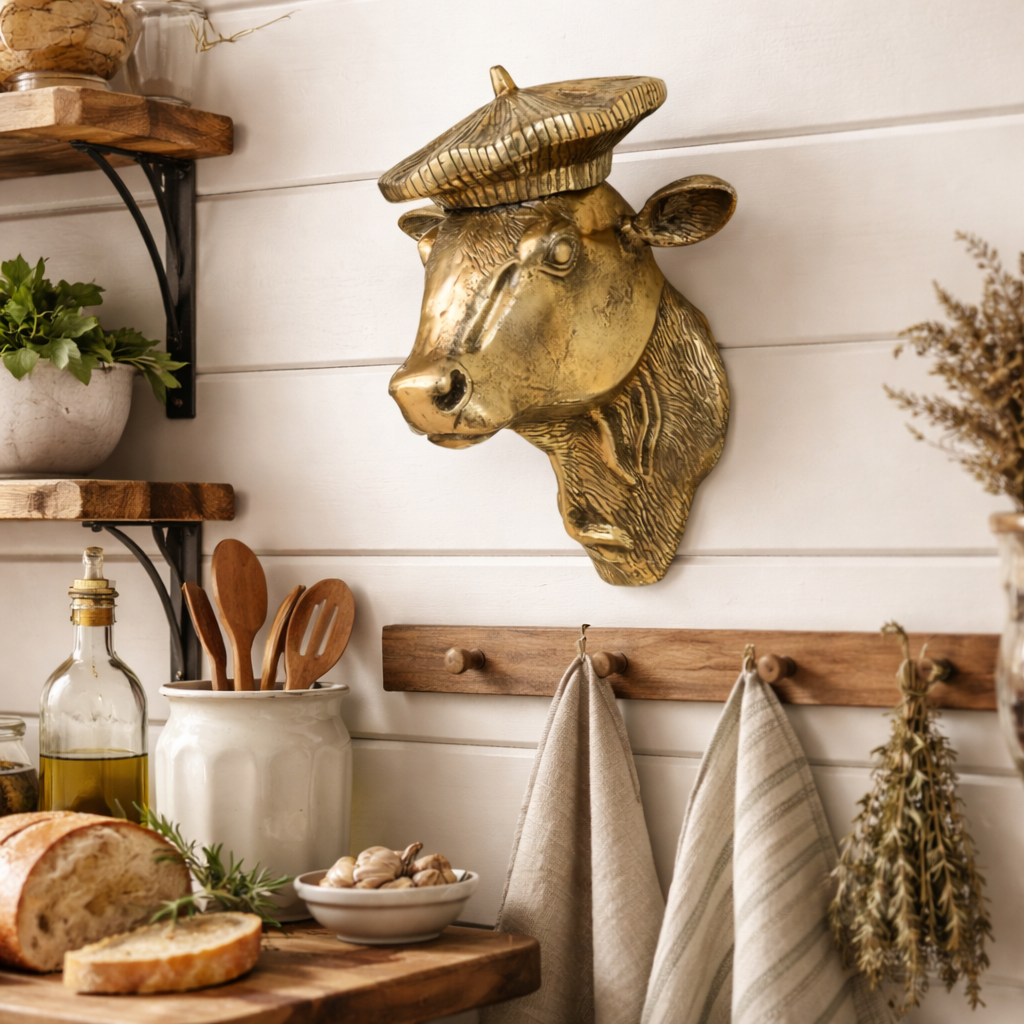 Bella the Cow Wall Mount (Antique Champagne Finish)