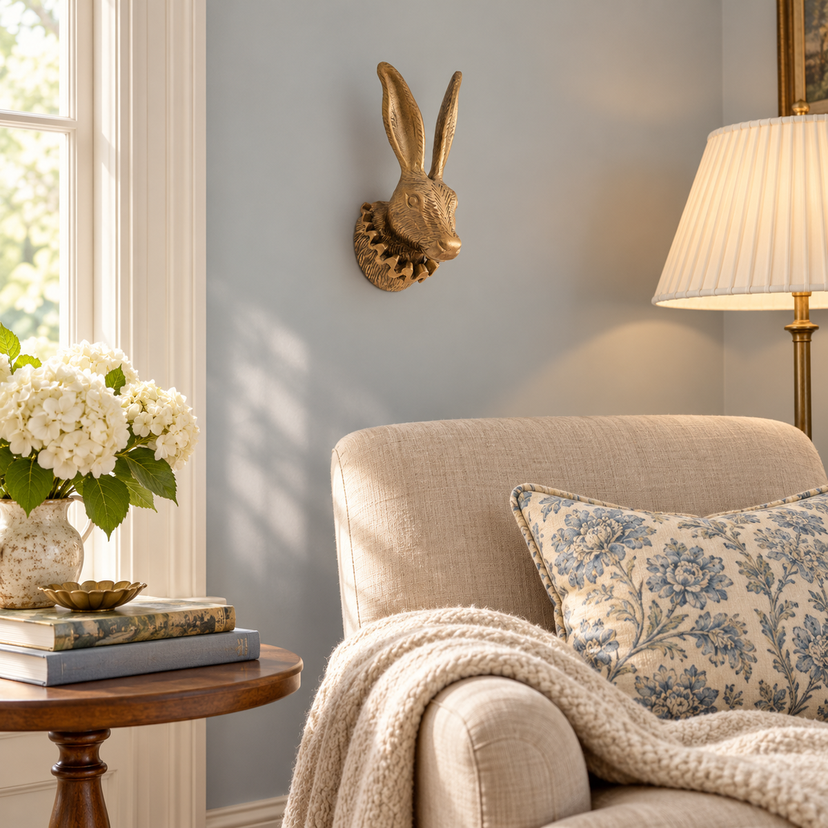 Clover the Rabbit Wall Mount (Antique Champagne Finish)