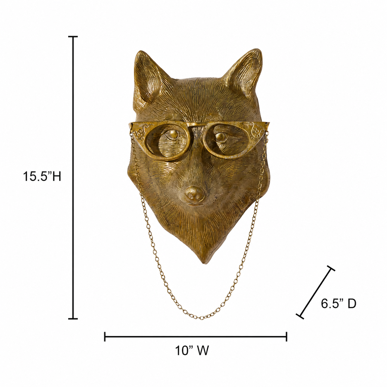 Eloise the Fox Wall Mount ((Antique Brass Finish)