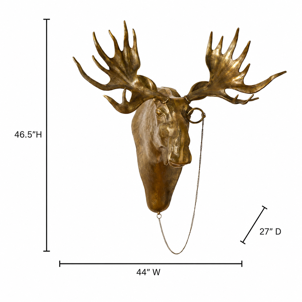 Eugene the Moose Wall Mount (Antique Brass Finish)