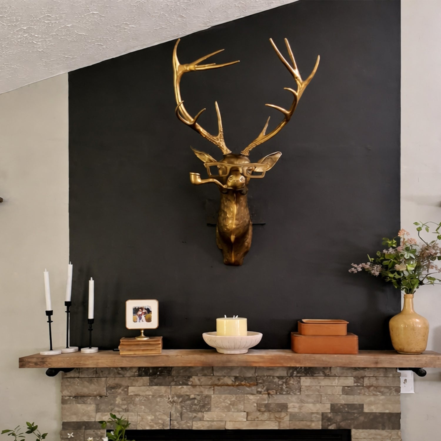 Frankie the Stag Wall Mount (Antique Brass Finish)