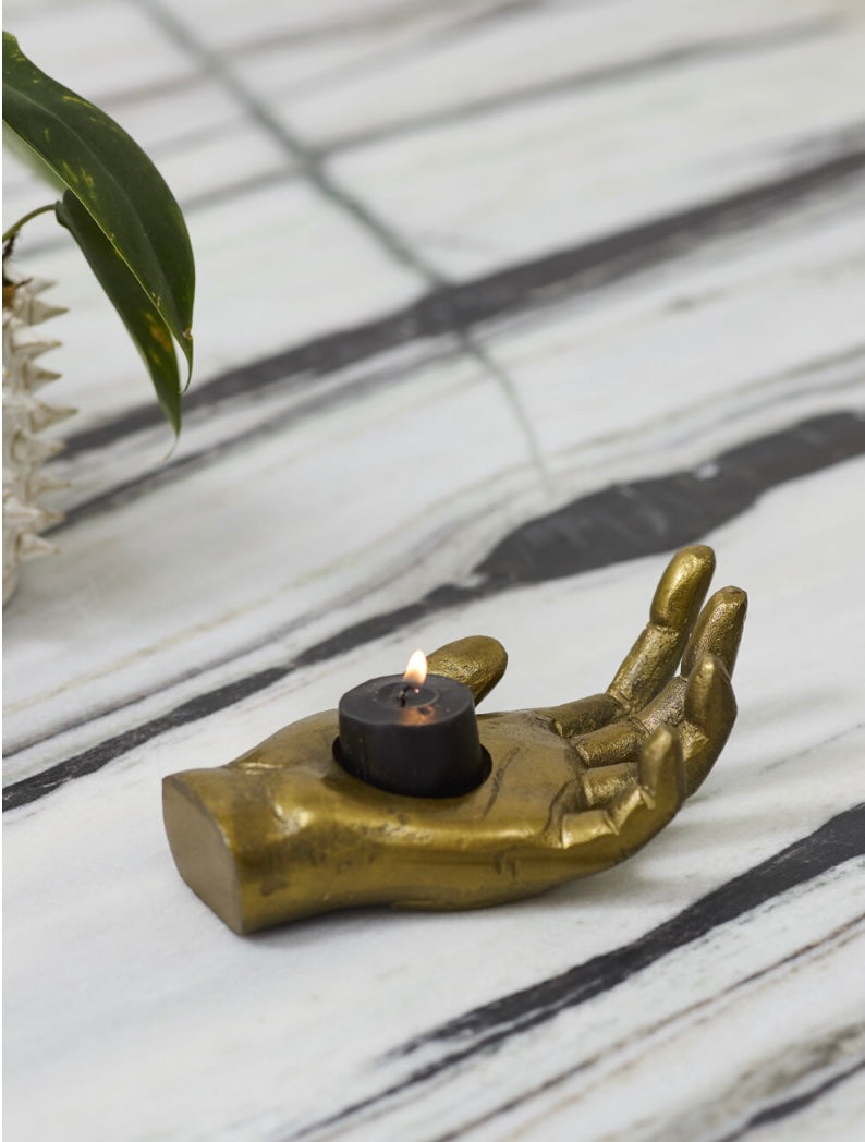 Open Hand Gold Candleholder