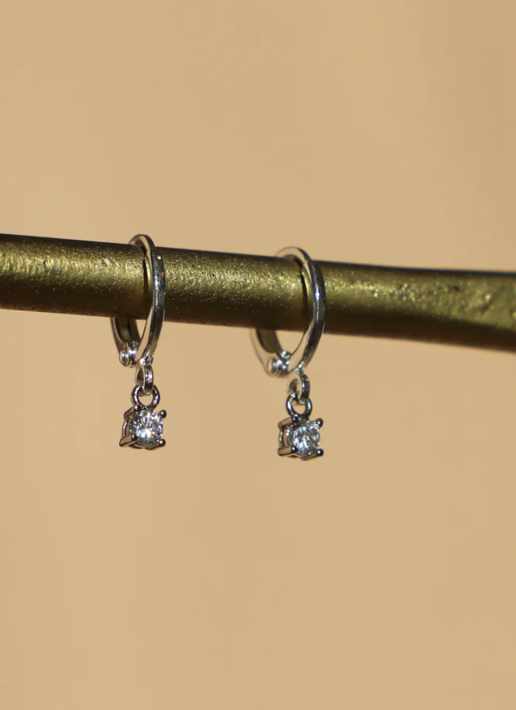 Mini CZ Drop Earrings Silver