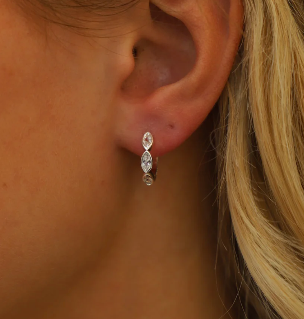 Lace Textured Hoops Silver