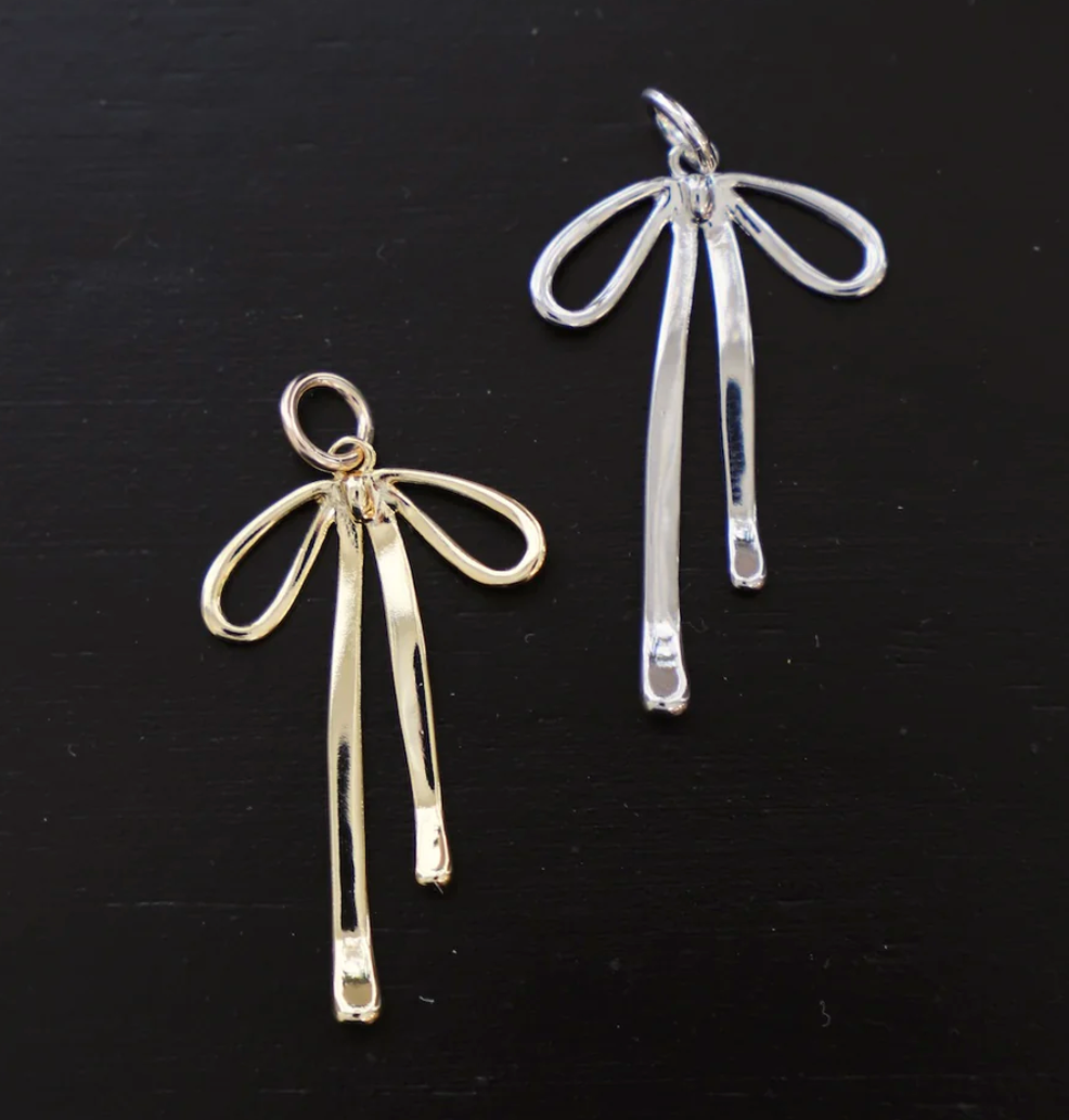 Silver Bow Ribbon Charm