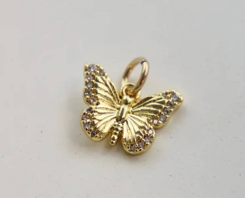 Gold CZ Butterfly Charm