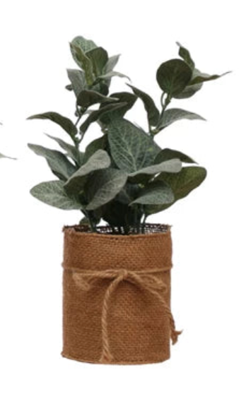 Faux Plant in Burlap Bag