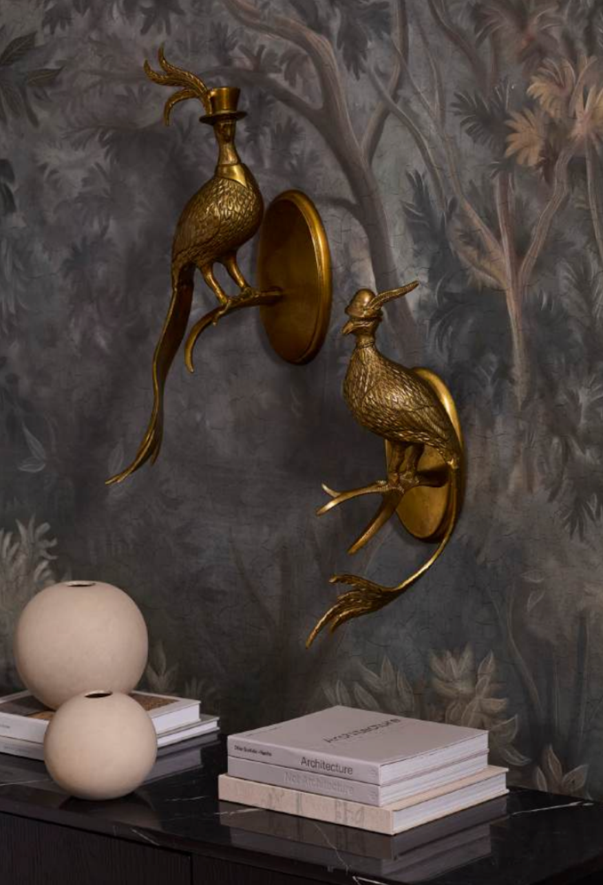 Avery the Pheasant Wall Mount (Antique Brass Finish)