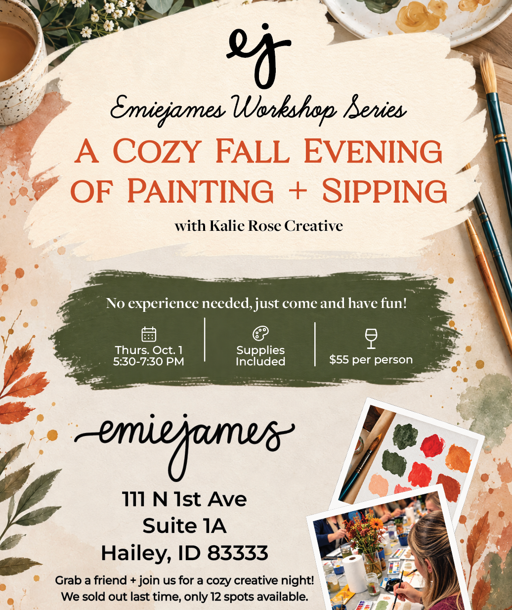Fall Sip + Paint Watercolor Workshop - Hailey