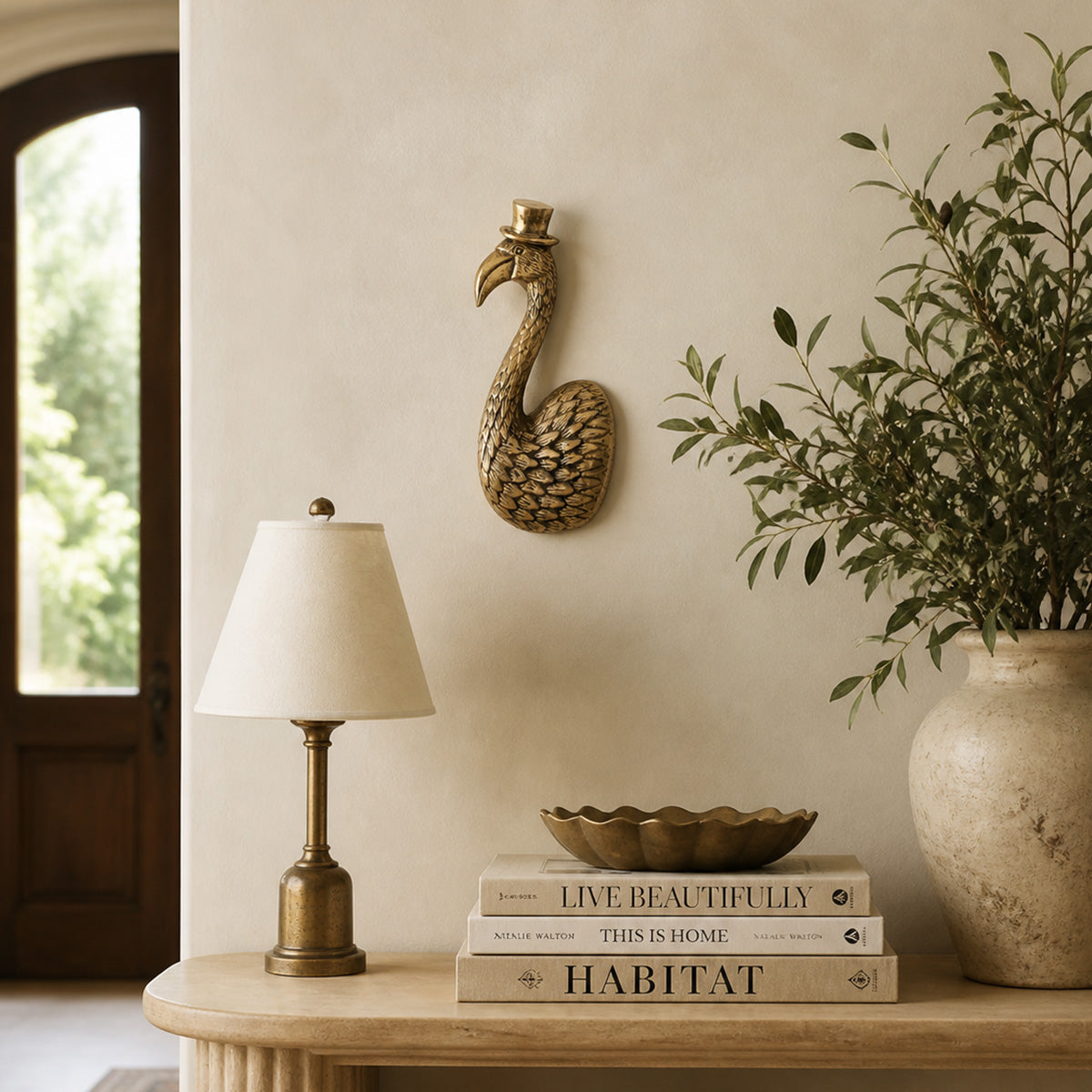 Poppy the Flamingo Wall Mount (Antique Champagne Finish)