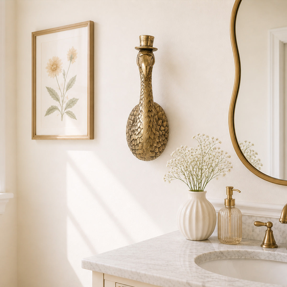 Poppy the Flamingo Wall Mount (Antique Champagne Finish)