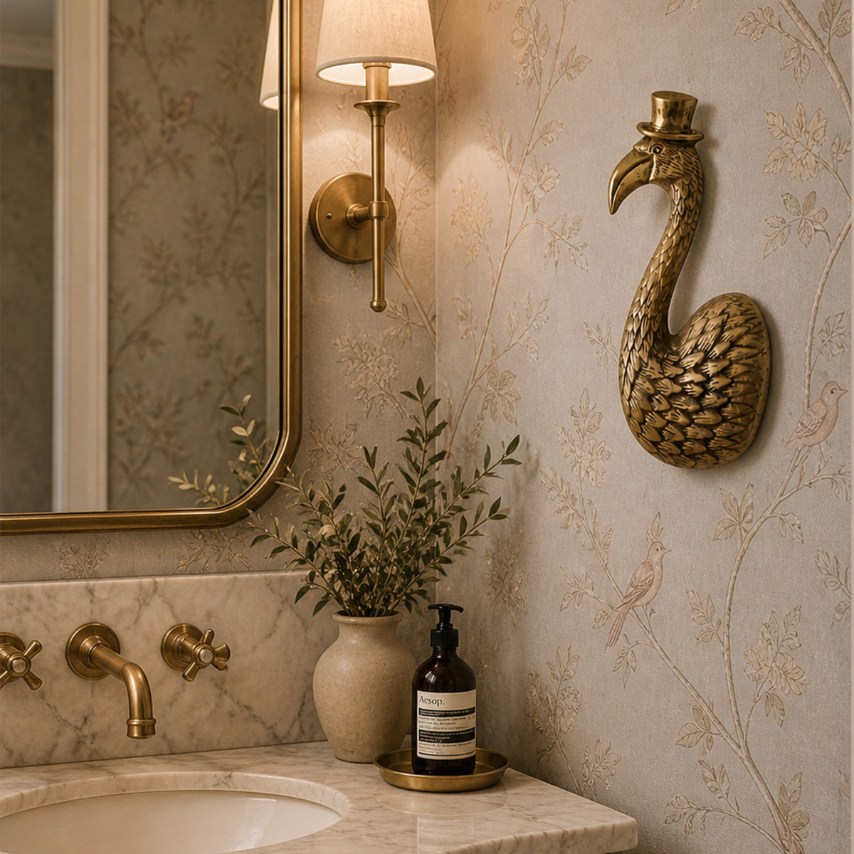 Poppy the Flamingo Wall Mount (Antique Champagne Finish)