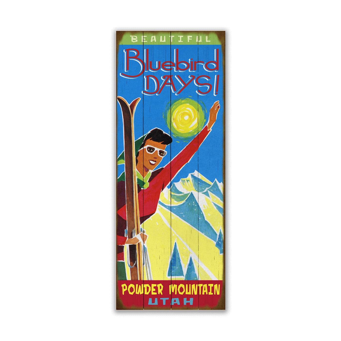 "It's a Beautiful Day" Ski Personalized Vintage Sign