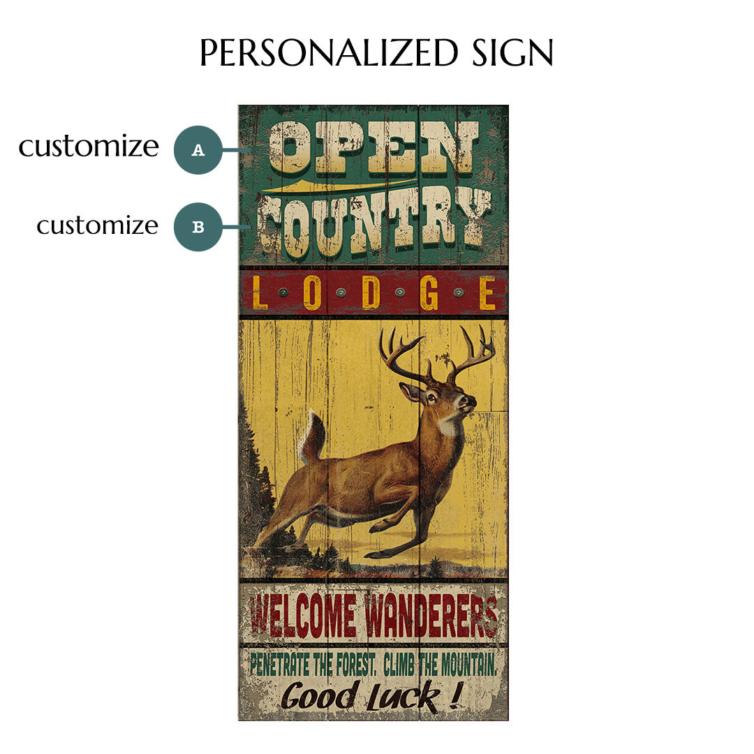 Open Lodge Personalized Vintage Sign