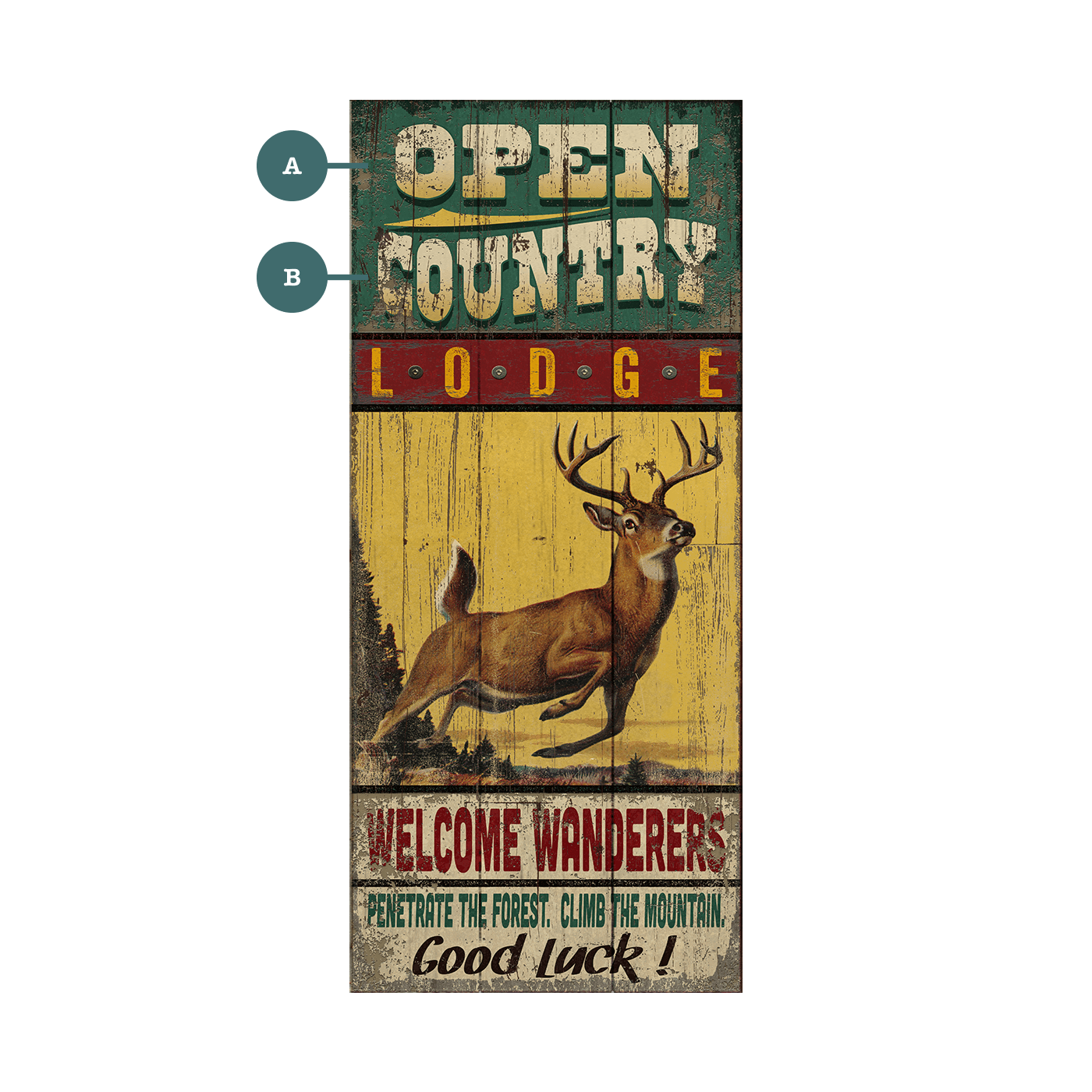 Open Lodge Personalized Vintage Sign