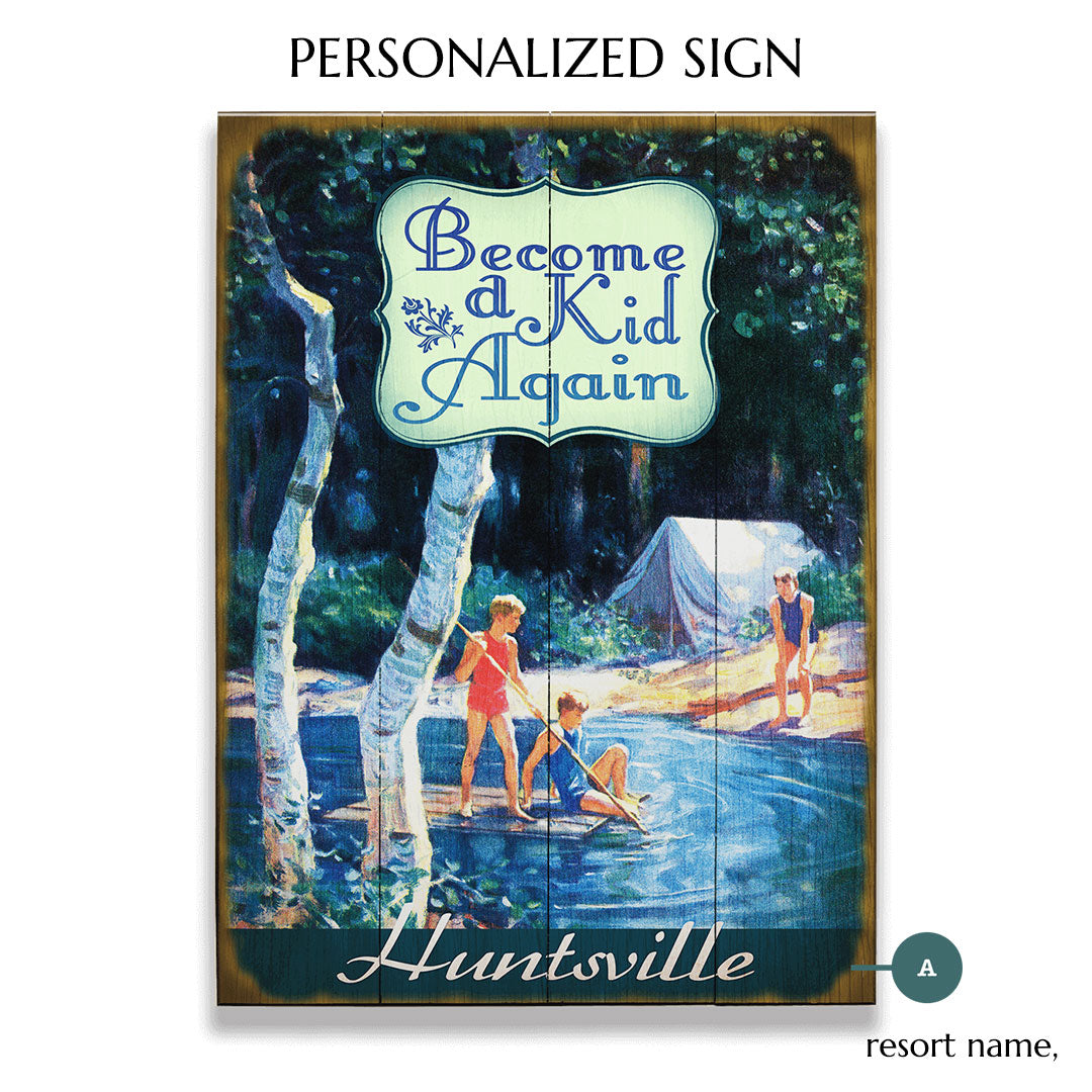 Camping Adventures Personalized Vintage Sign