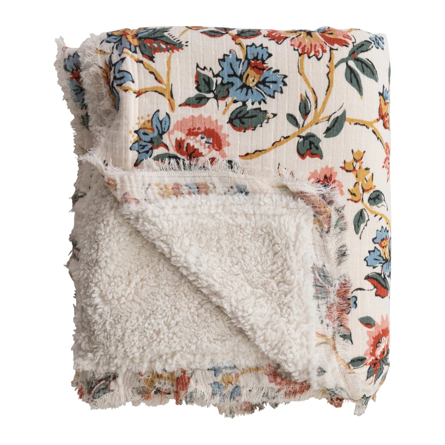 Rustic Floral Cotton Blanket