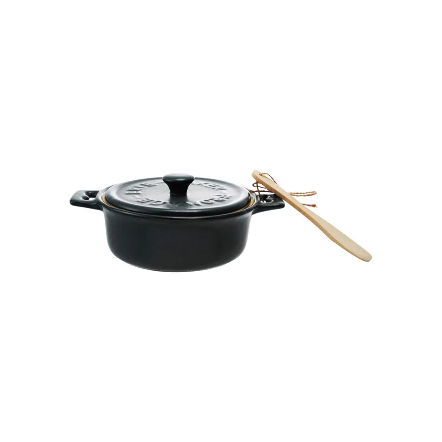 Black Brie Baker with Bamboo Spreader