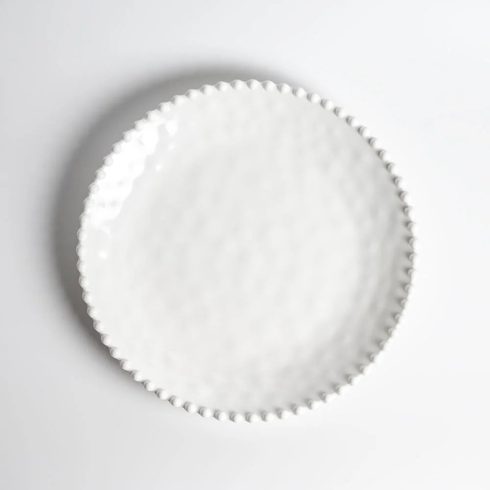Beaded Pearl Melamine Round Serving Tray