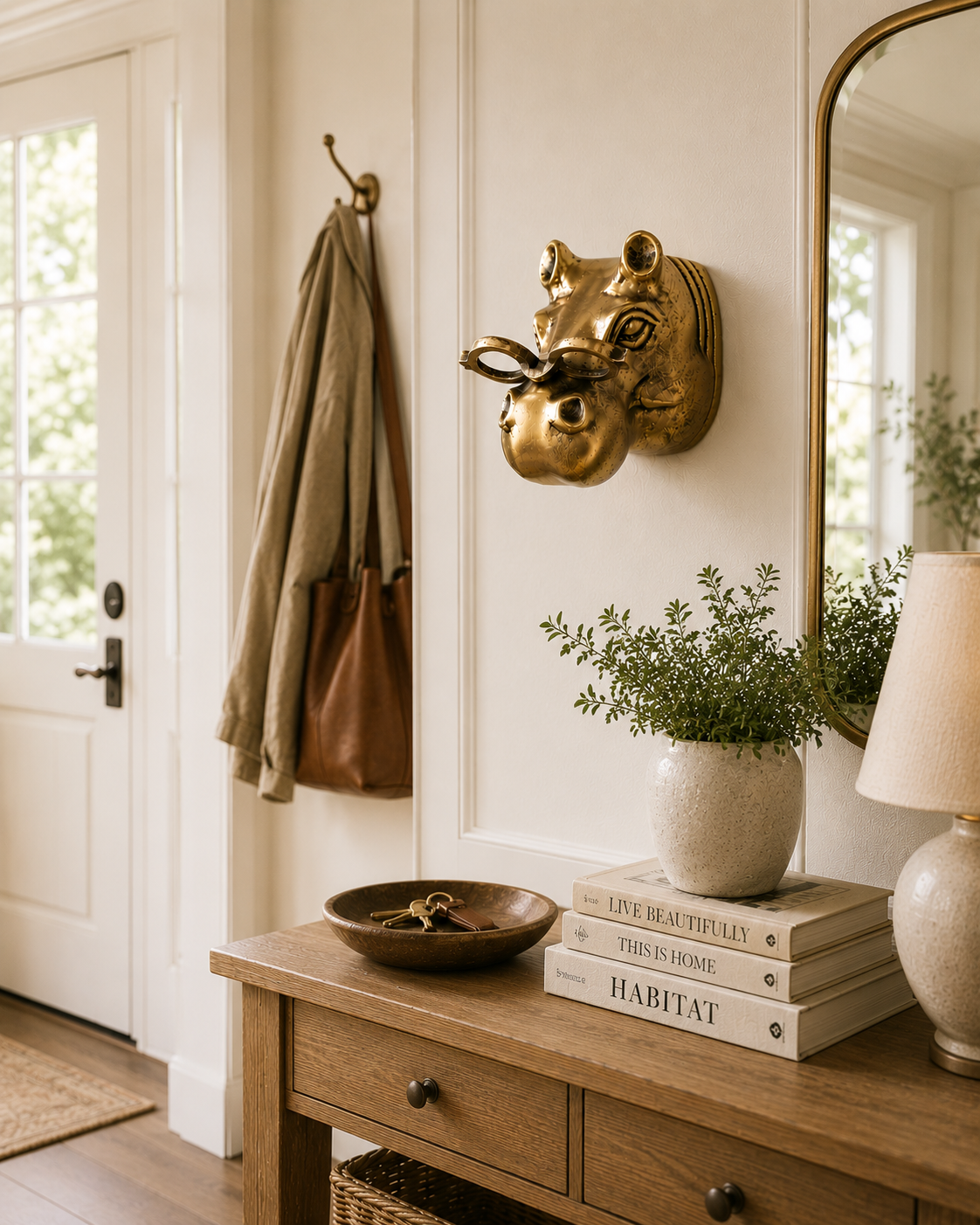 Dottie the Hippo Wall Mount (Antique Champagne Finish)
