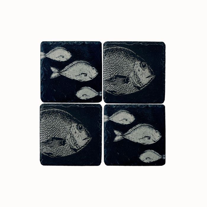 Slate Coaster Set - Fish Mix