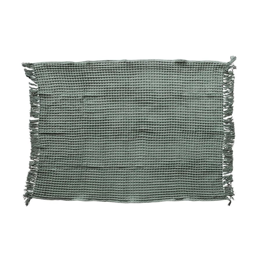 Green Throw with Fringe