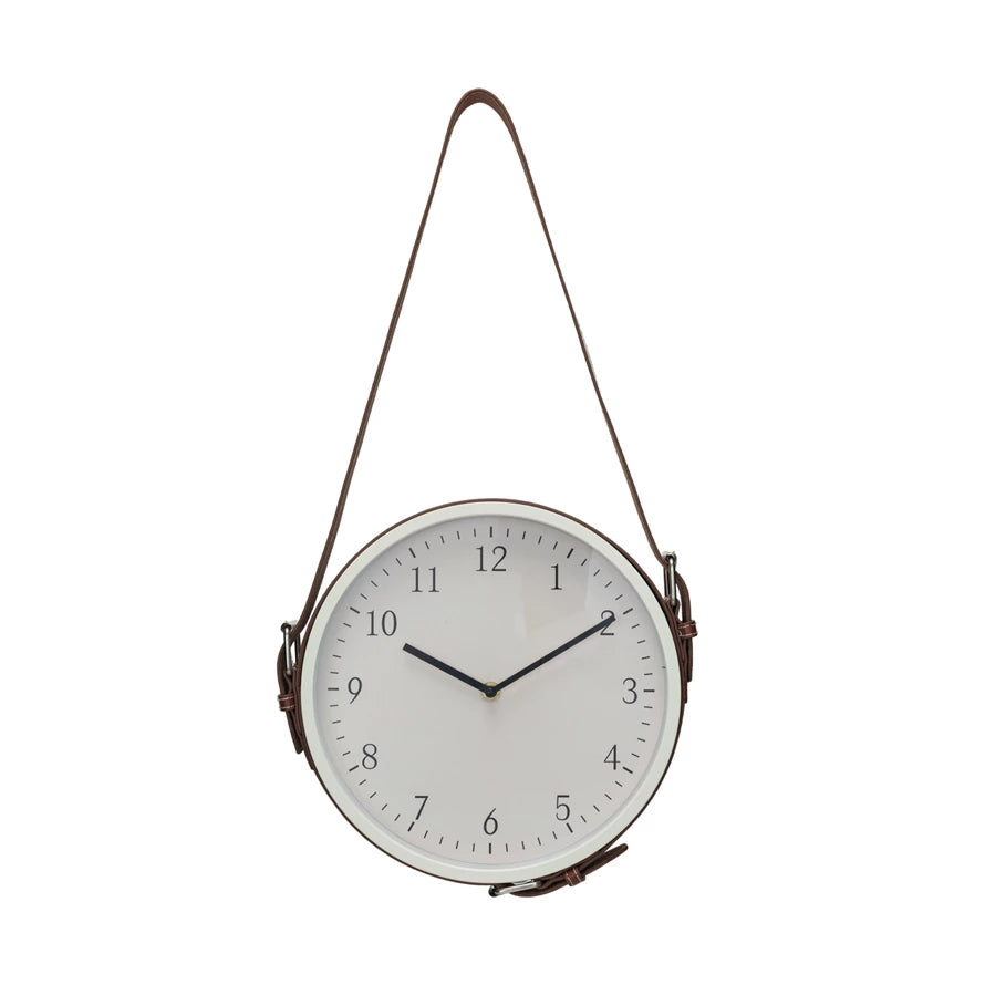Hanging Clock with Leather Strap EmieJames