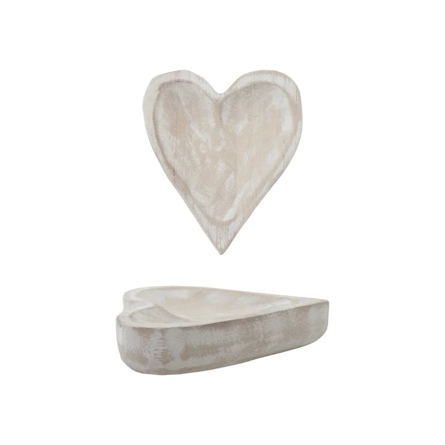 Carved Wooden Heart Dish