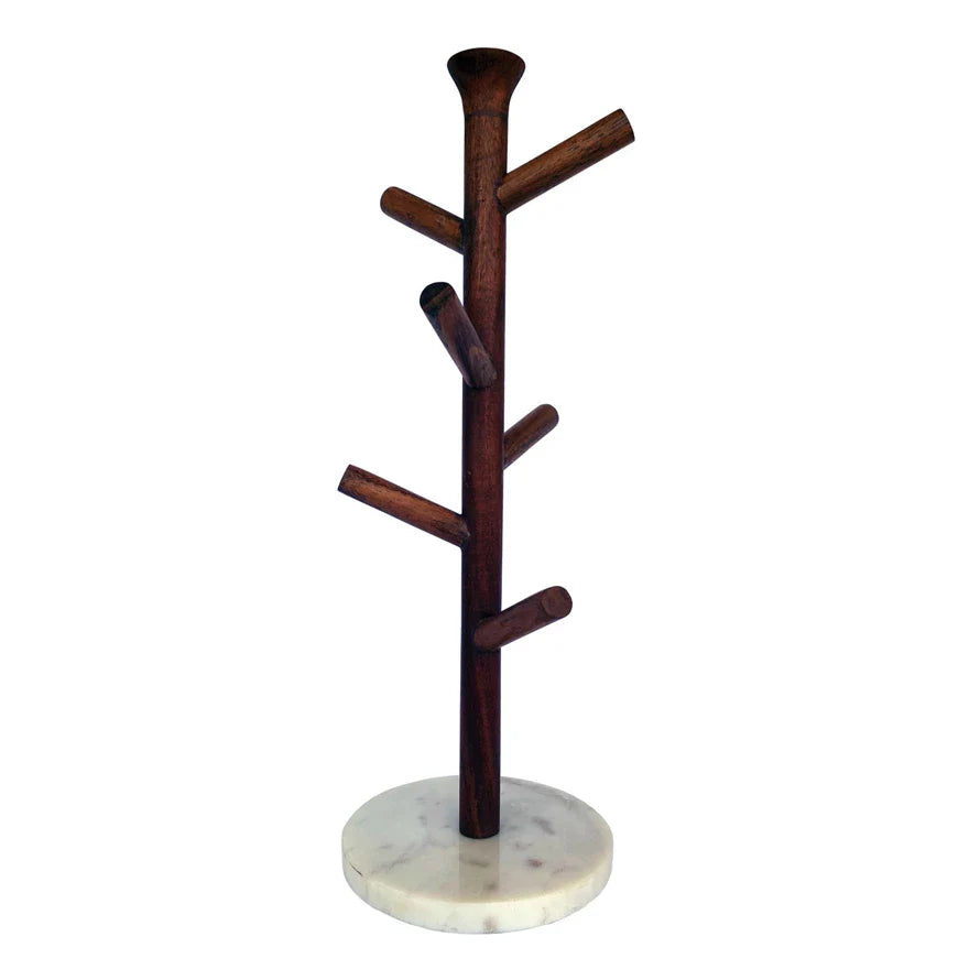 Wood and Marble Mug Rack
