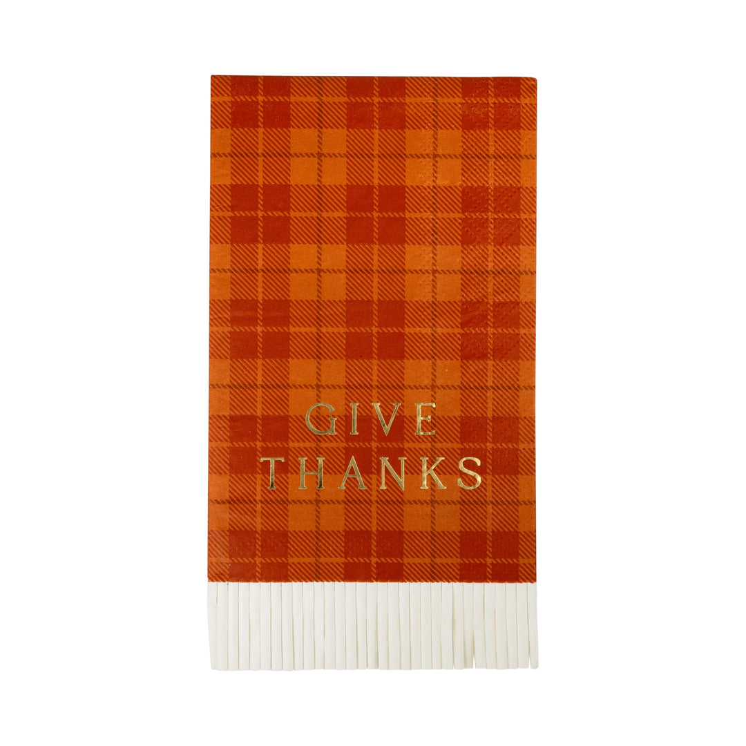 Give Thanks Plaid Dinner Napkin