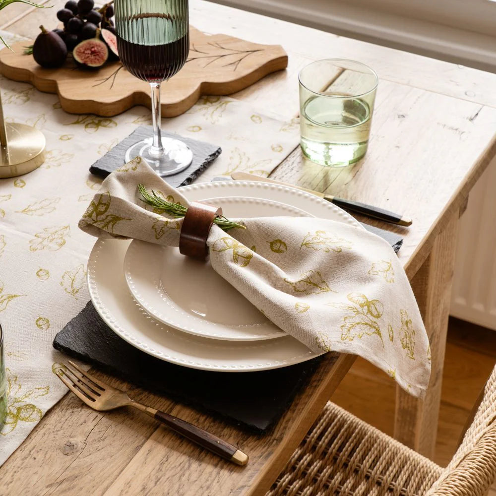 Single Linen Napkin - Autumn Acorns