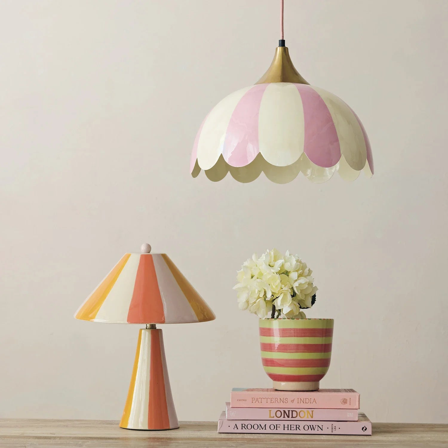 Pink and White Pendant Lamp