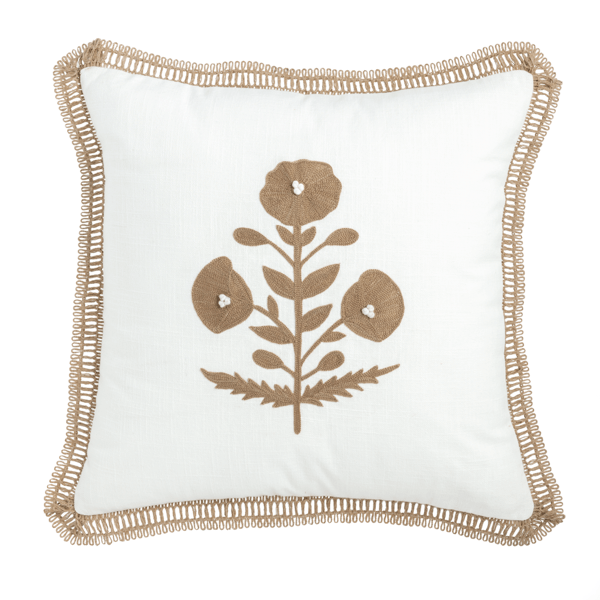 Square Ribbon Trim Pillow