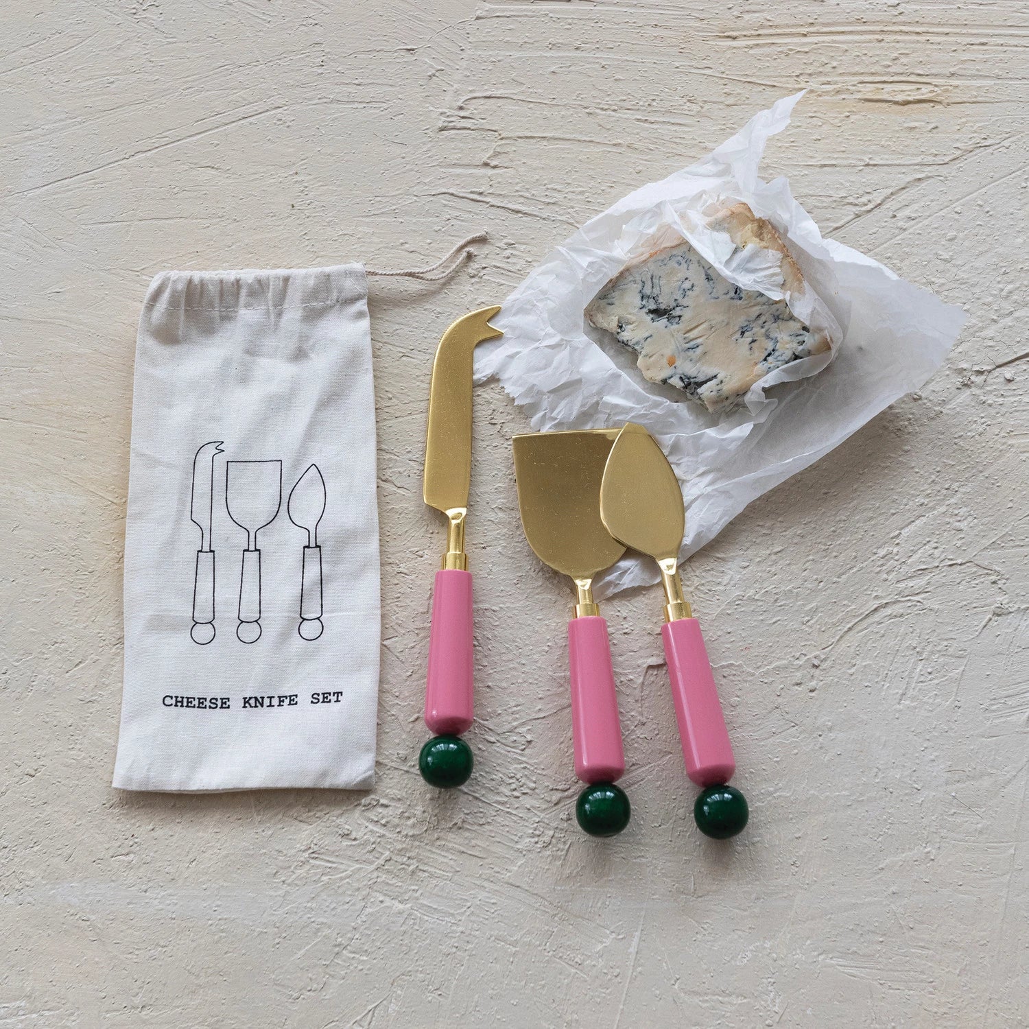 Pink Handle Cheese Knives