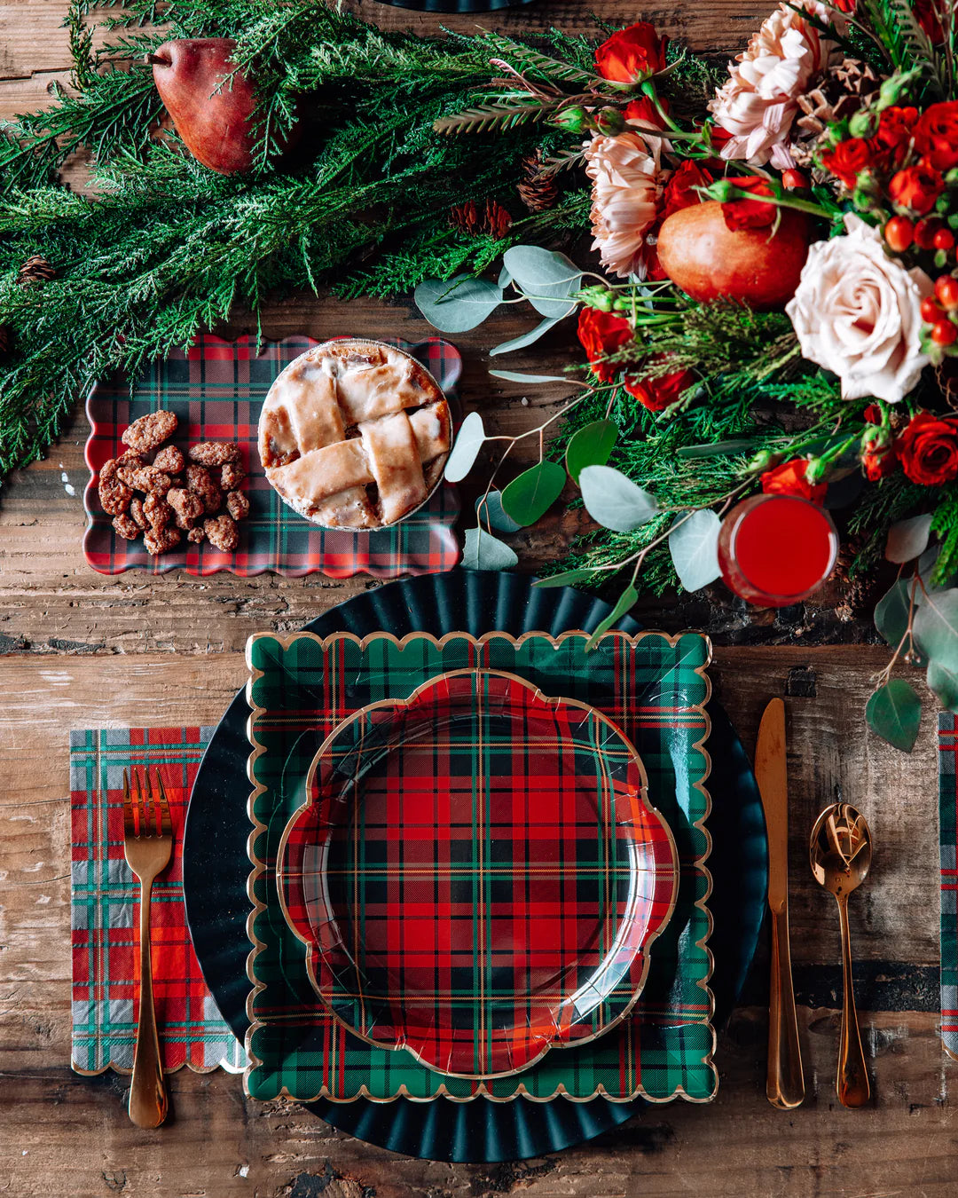 Red Christmas Plaid Dinner Napkin
