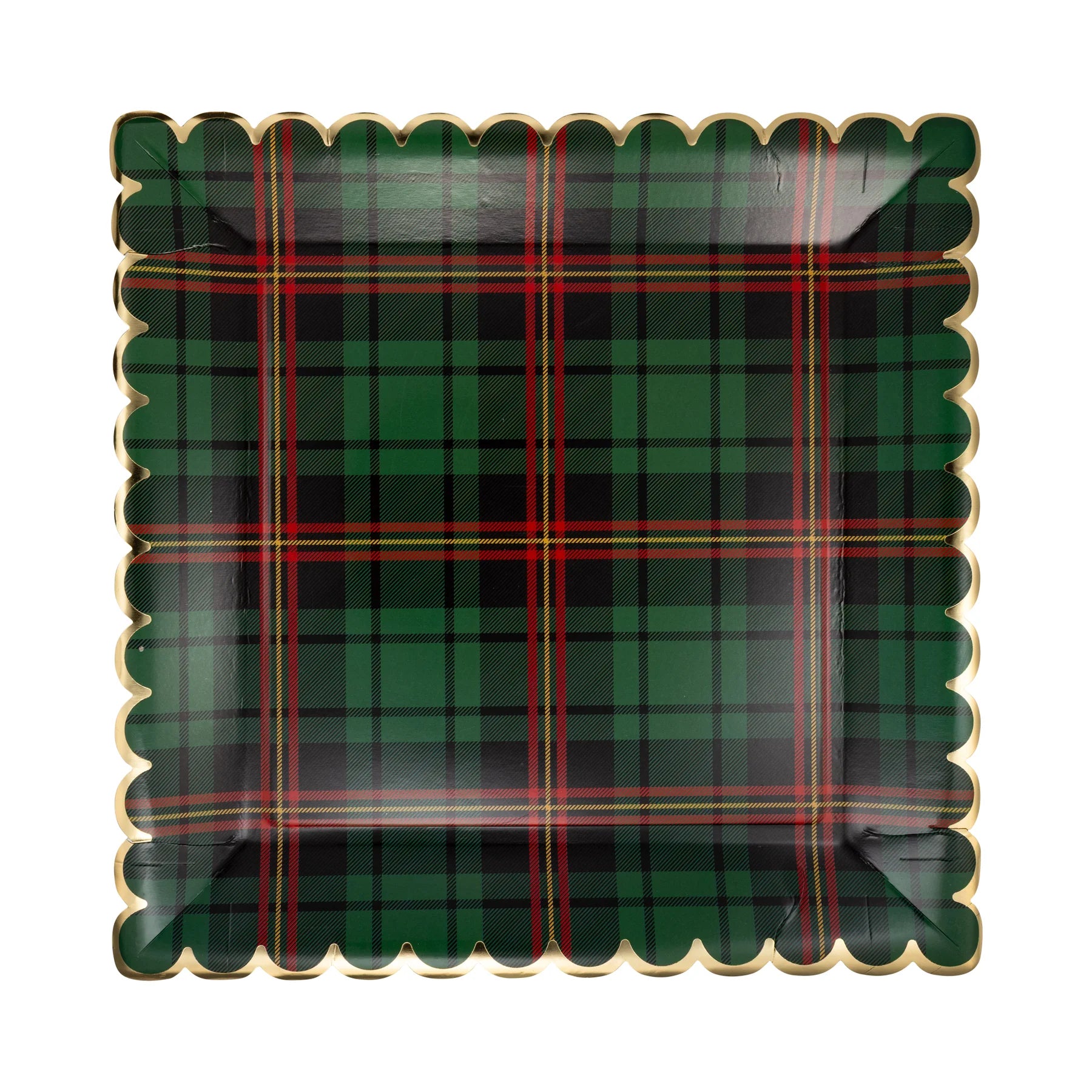 Green Plaid Paper Plates