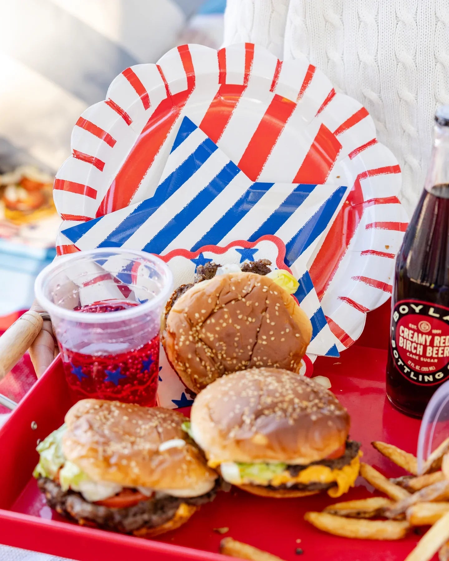 Red Stripe Paper Plates