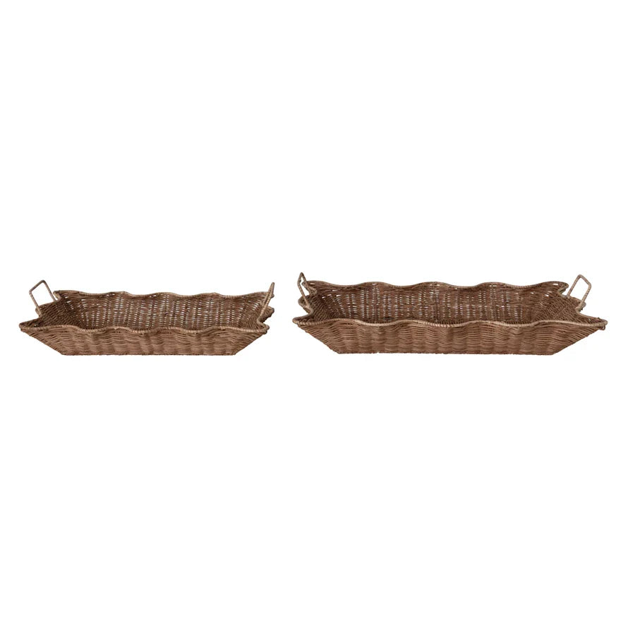 Rattan Scalloped Trays