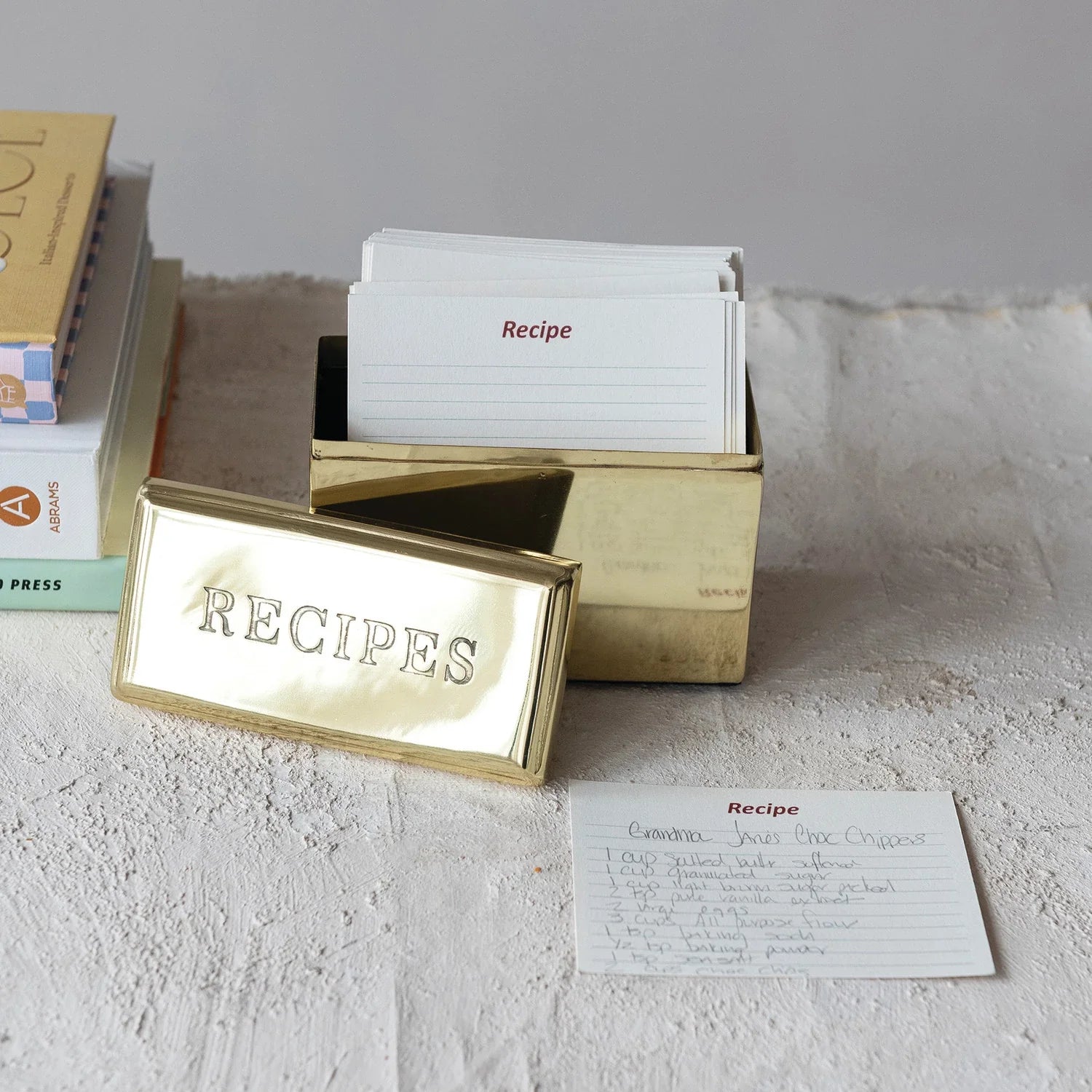 Gold Recipe Box and Cards