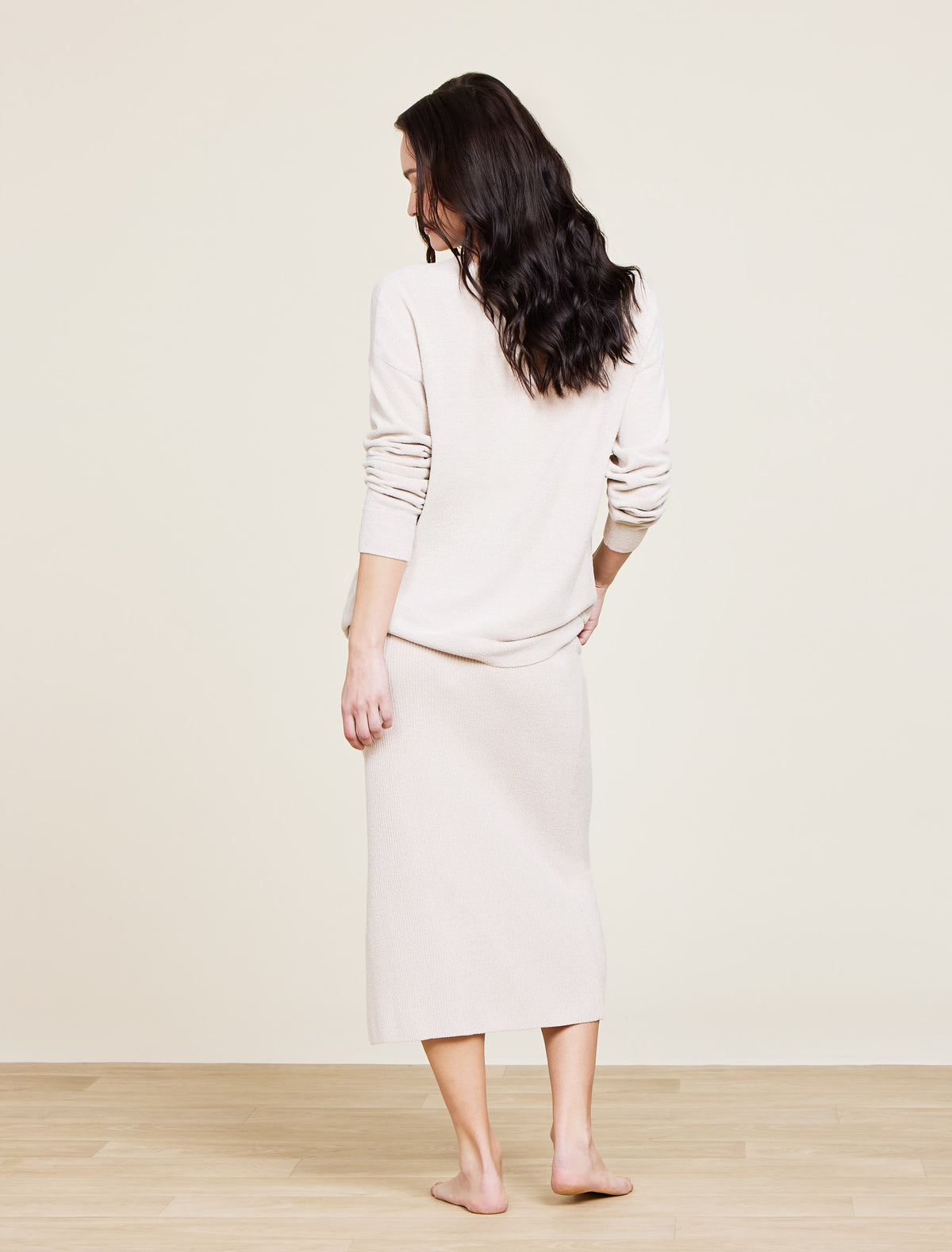 CozyChic Ultra Light Ribbed Midi Skirt Stone
