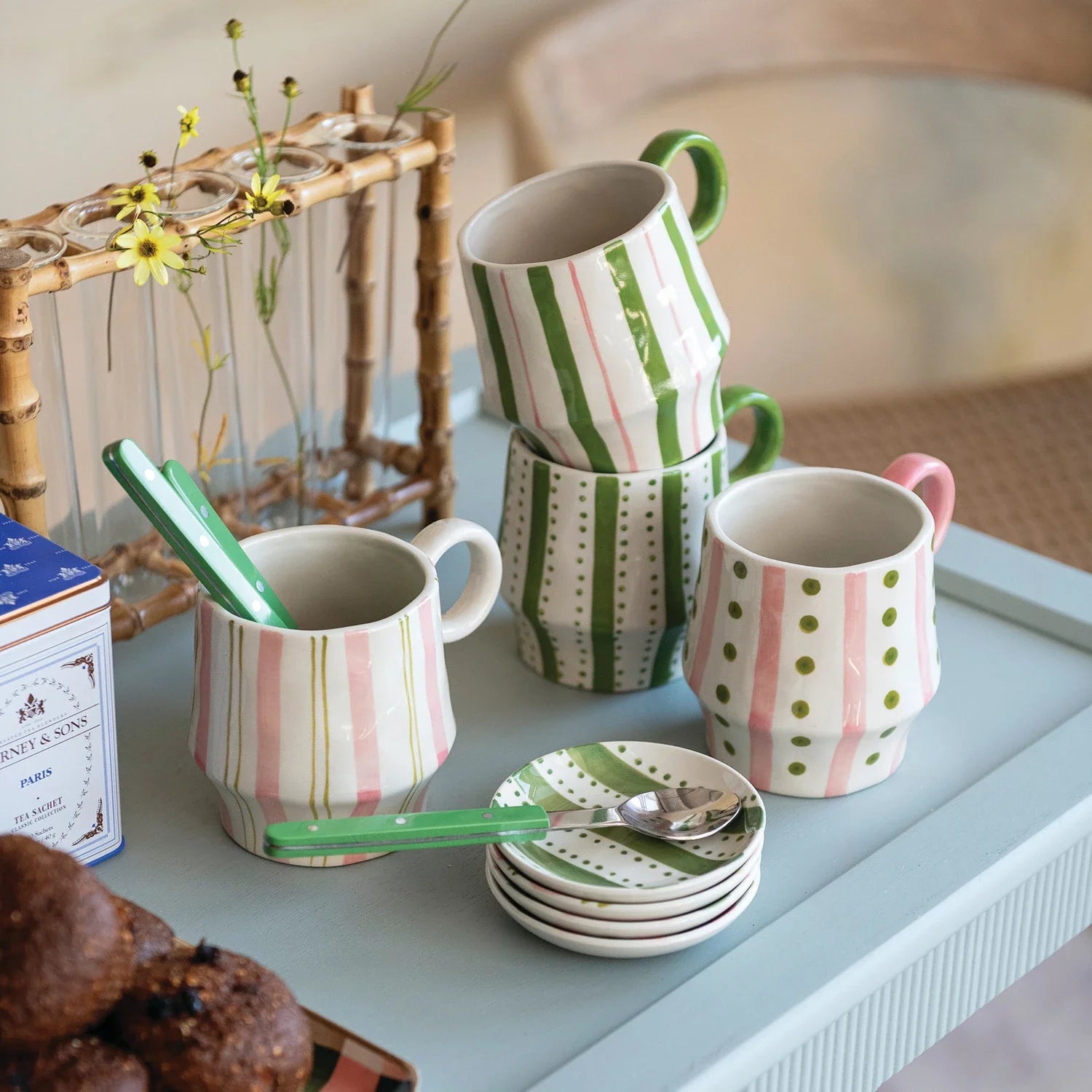Hand Painted Striped Mug
