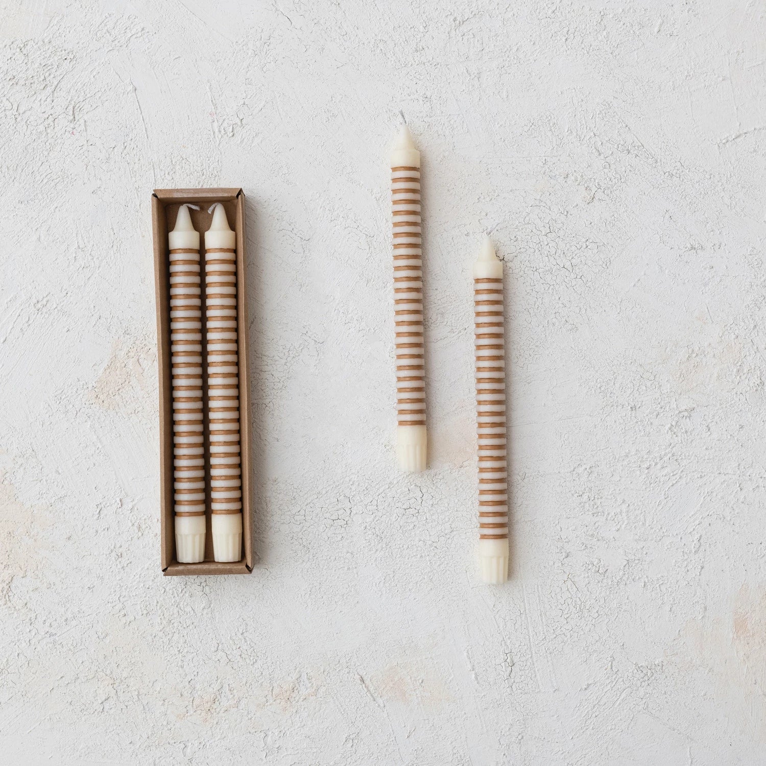 Unscented Striped Taper Candles