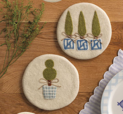 Felted Wool Trivet - Three Trees