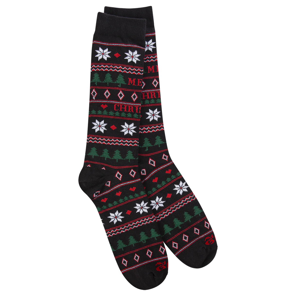 World's Softest Socks 1902 Holiday Transit Crew - Black Merry Christmas