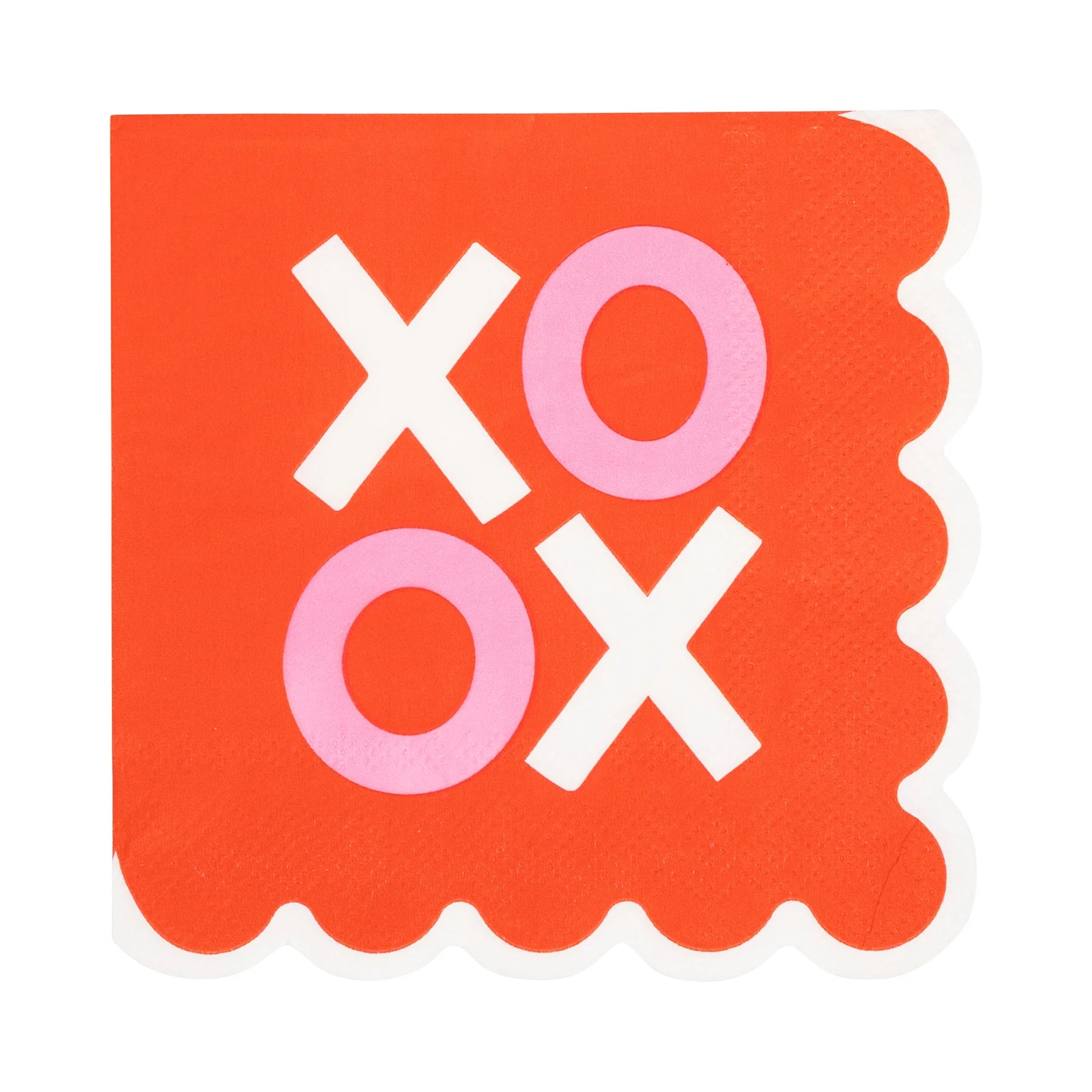 Scalloped XOXO Cocktail Napkin